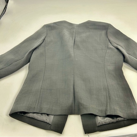 Eileen Fisher Textured Black Longline One Button Silk Blend Jacket Blazer L - Picture 11 of 11